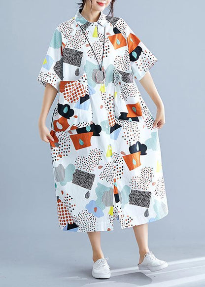 Modern Prints Cotton Clothes Big Pockets Dresses Summer Dress