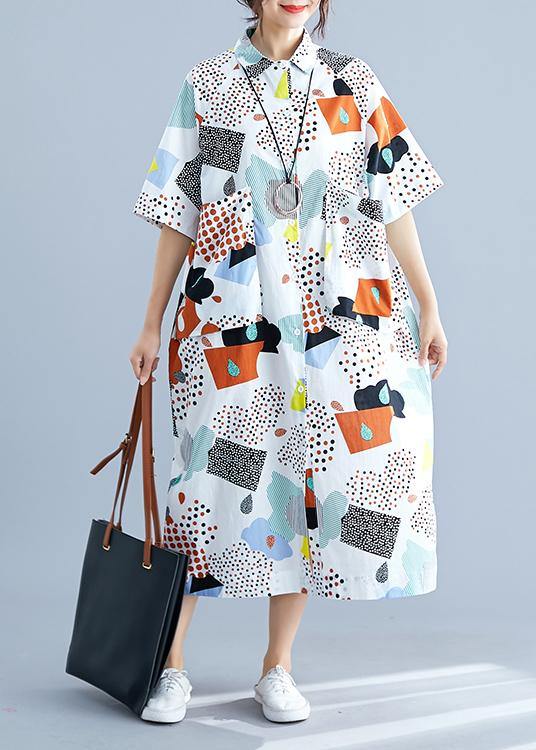 Modern Prints Cotton Clothes Big Pockets Dresses Summer Dress