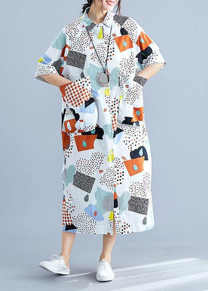 Modern Prints Cotton Clothes Big Pockets Dresses Summer Dress