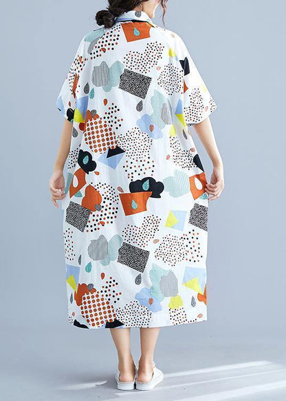 Modern Prints Cotton Clothes Big Pockets Dresses Summer Dress