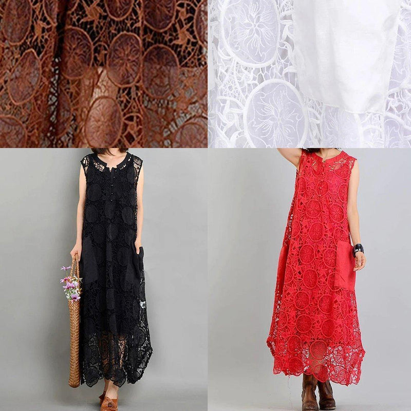 Modern Red Clothes for Pockets Asymmetric Art Summer Dress