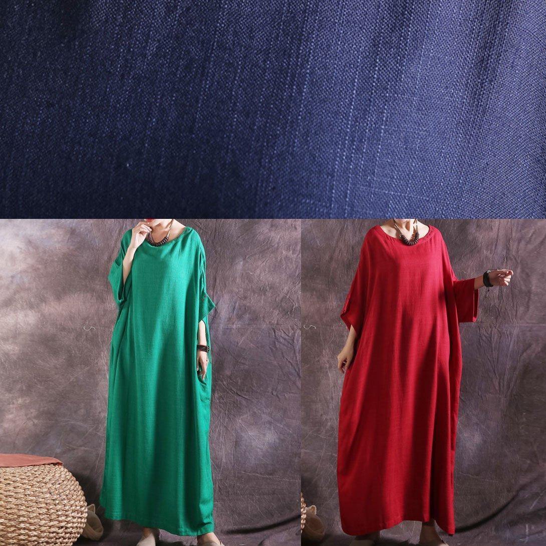 Modern Red Cotton Clothes for Batwing Sleeve Loose Summer Dresses