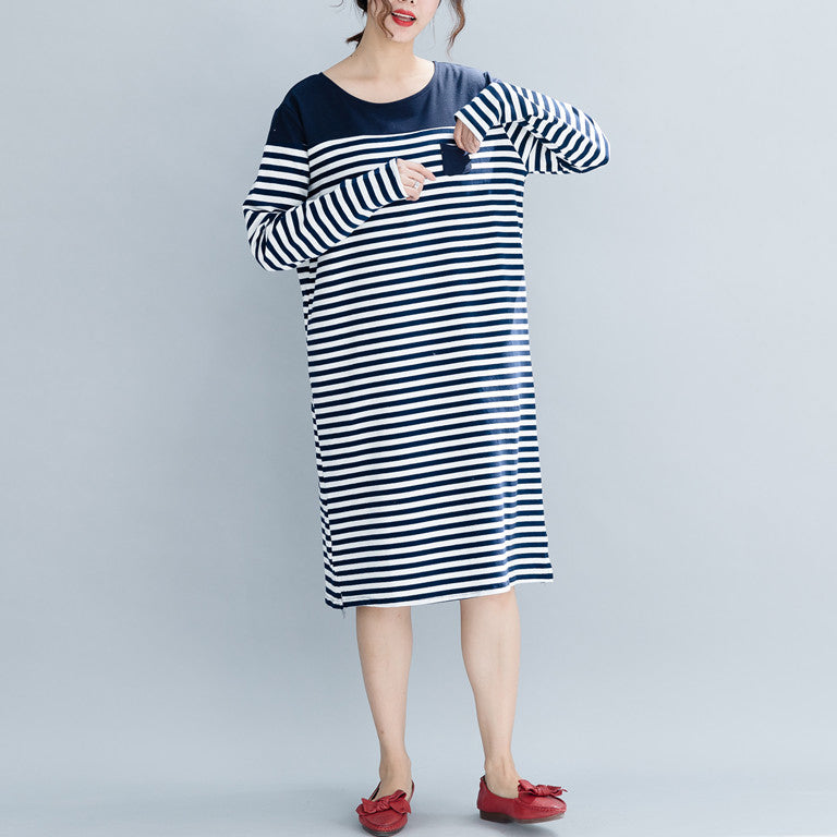 Modern Striped Cotton Tunics Ideas Pockets Cotton Dress