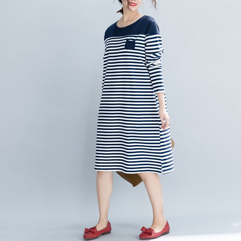 Modern Striped Cotton Tunics Ideas Pockets Cotton Dress
