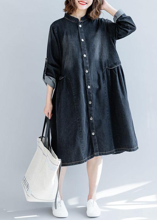 Modern Striped Collar Fine Box Coat Black Daily Outwears Fall