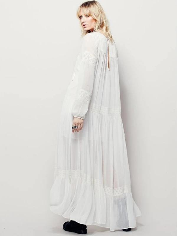 Modern V Neck Patchwork Cotton Spring Tunics Runway White Dress