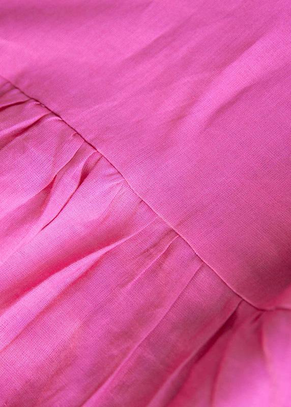 Modern V Neck Cinched Linen Dresses Neckline Rose Dress Summer