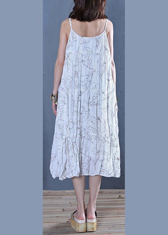 Modern White Print Cotton Clothes for Spaghetti Strap Maxi Dress