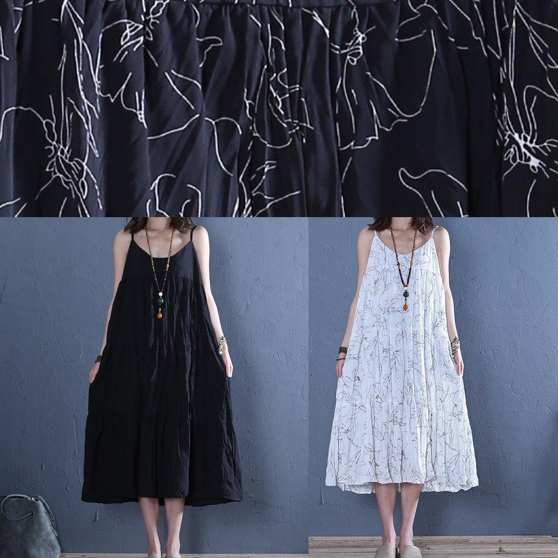 Modern White Print Cotton Clothes for Spaghetti Strap Maxi Dress
