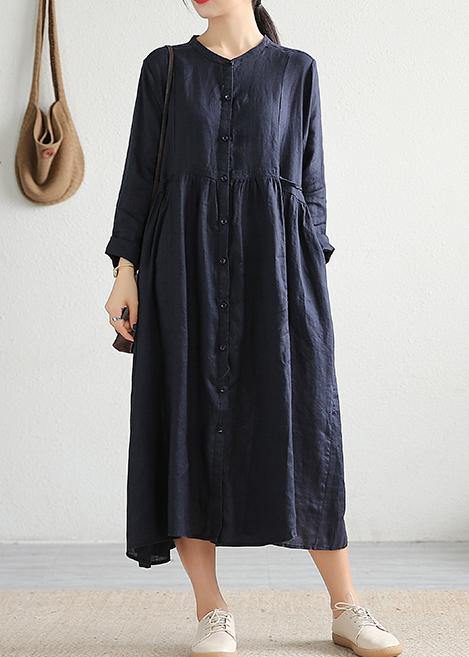Modern Cinched Pockets Linen Outfit Outfits Navy Dress Spring