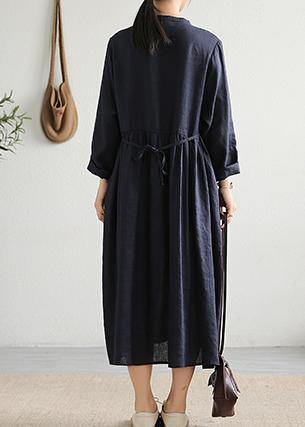Modern Cinched Pockets Linen Outfit Outfits Navy Dress Spring