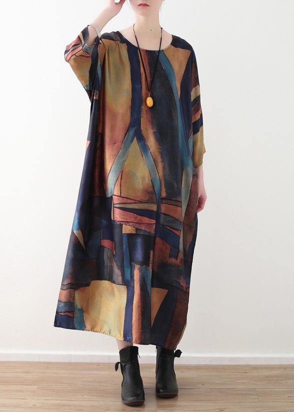 Modern Yellow Green Patchwork Color Chiffon Quilting Clothes Bracelet Sleeved Art Summer Dress