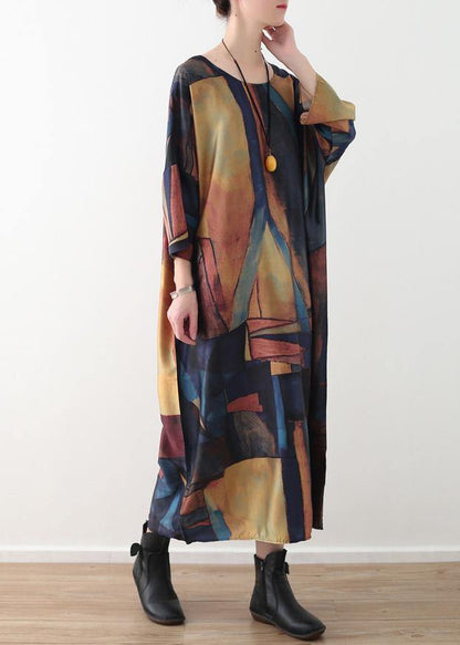 Modern Yellow Green Patchwork Color Chiffon Quilting Clothes Bracelet Sleeved Art Summer Dress