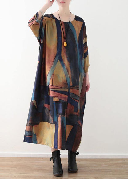 Modern Yellow Green Patchwork Color Chiffon Quilting Clothes Bracelet Sleeved Art Summer Dress