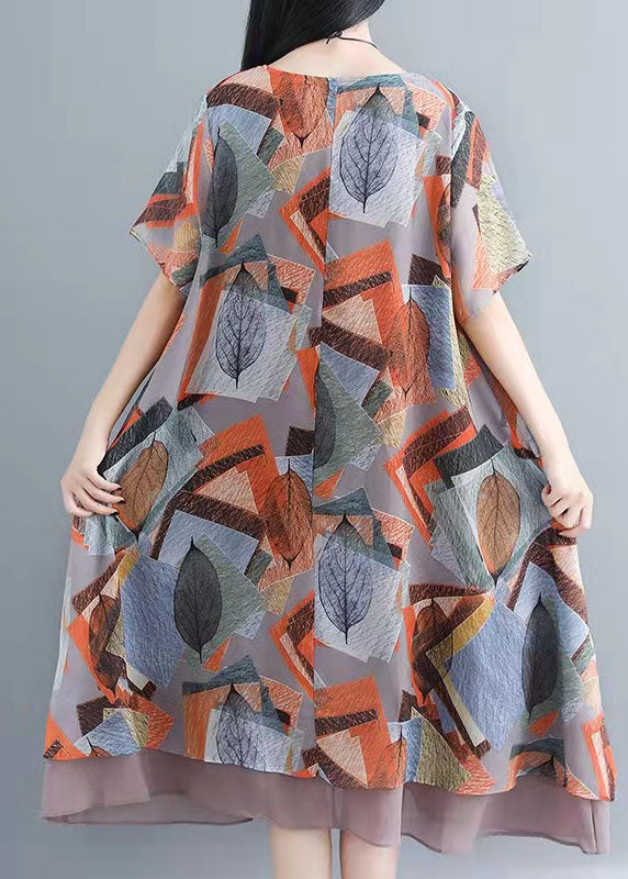 Modern O Neck Patchwork Linen Cotton Tops Print Short Shirts Summer