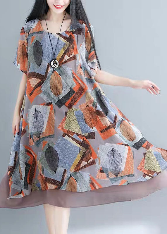 Modern O Neck Patchwork Linen Cotton Tops Print Short Shirts Summer