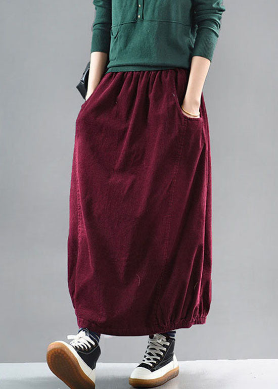 Mulberry Corduroy a Line Skirts Pockets Spring