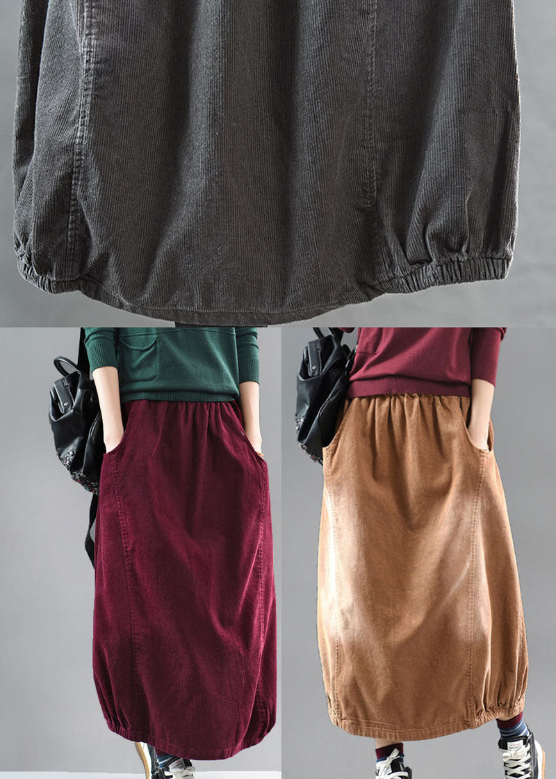Mulberry Corduroy a Line Skirts Pockets Spring