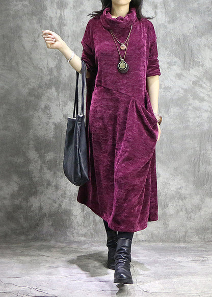 Mulberry Patchwork Corduroy Long Dress Spring