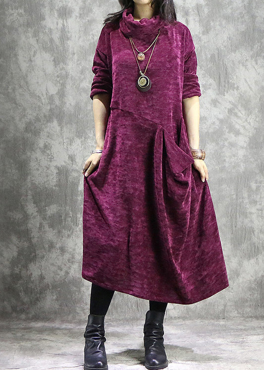 Mulberry Patchwork Corduroy Long Dress Spring