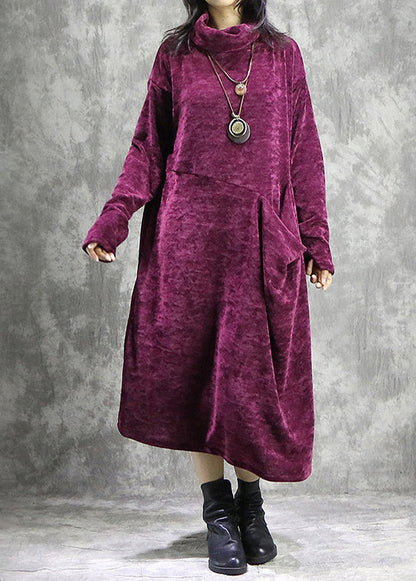 Mulberry Patchwork Corduroy Long Dress Spring