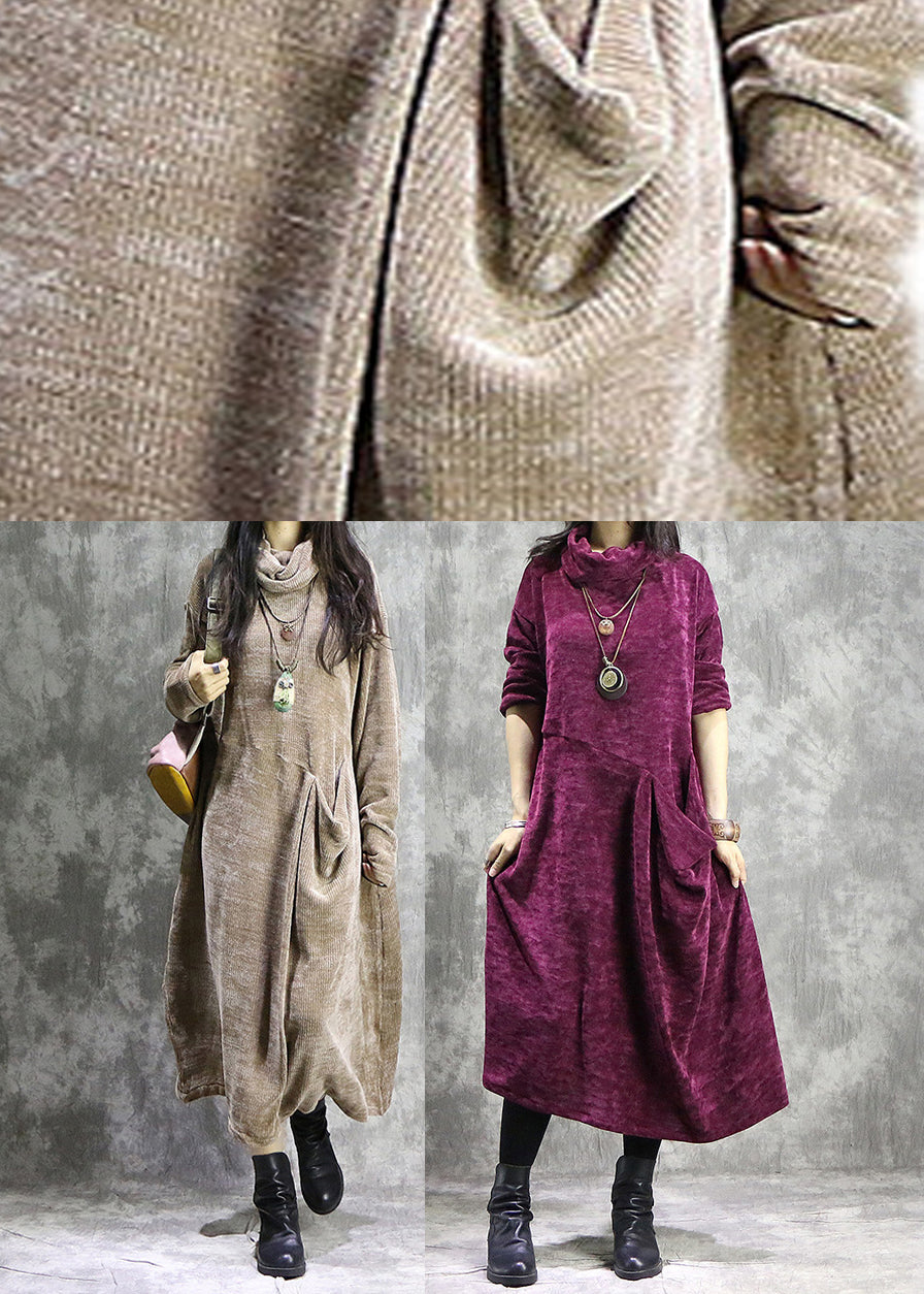 Mulberry Patchwork Corduroy Long Dress Spring
