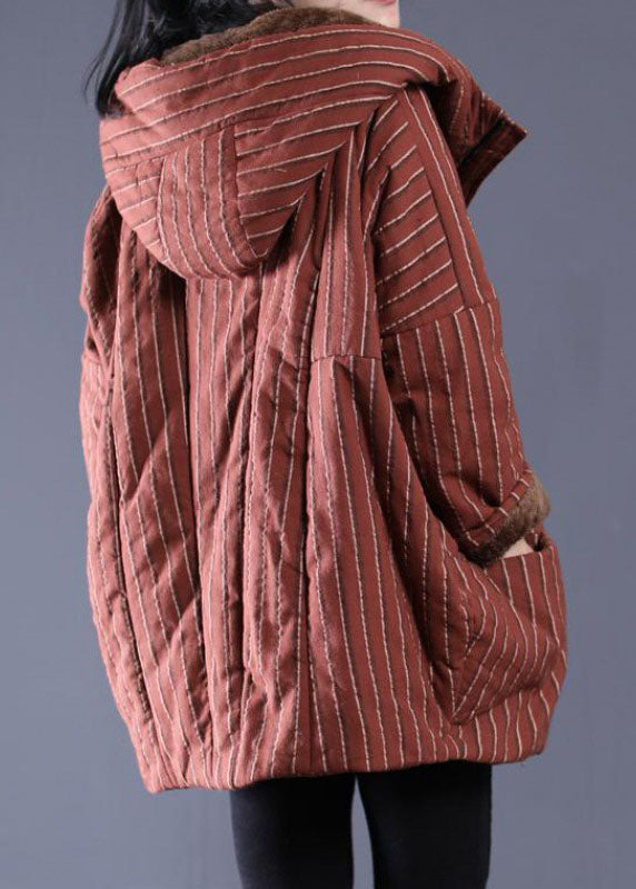 Mulberry Striped Fine Cotton Filled Jacket in Winter Zip Up Pockets Winter