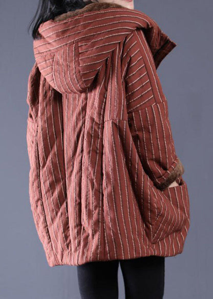 Mulberry Striped Fine Cotton Filled Jacket in Winter Zip Up Pockets Winter