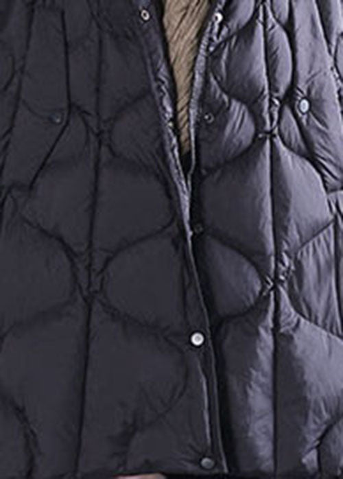 Natural Black Hooded Loose Duck Down Winter Down Coat