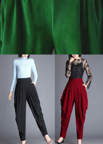Natural Black Loose Wrinkled Harem Fall Pants