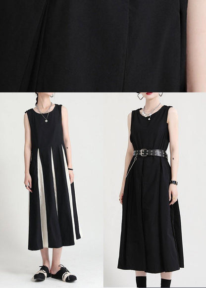 Natural Black O-neck a Line Sleeveless Summer Long Dresses