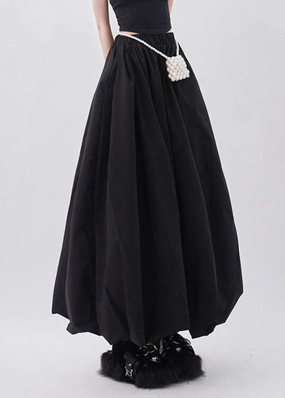 Natural Black Pockets High Waist a Line Skirts Summer