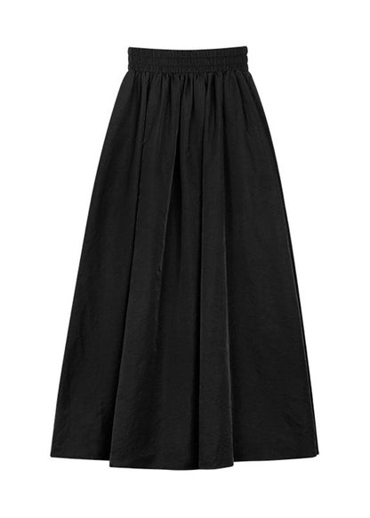 Natural Black Pockets High Waist a Line Skirts Summer