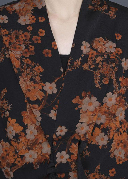 Natural Black Print Patchwork Silk Summer Maxi Dress