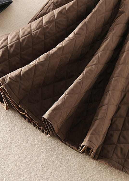 Natural Brown Pockets Thick Skirt Winter