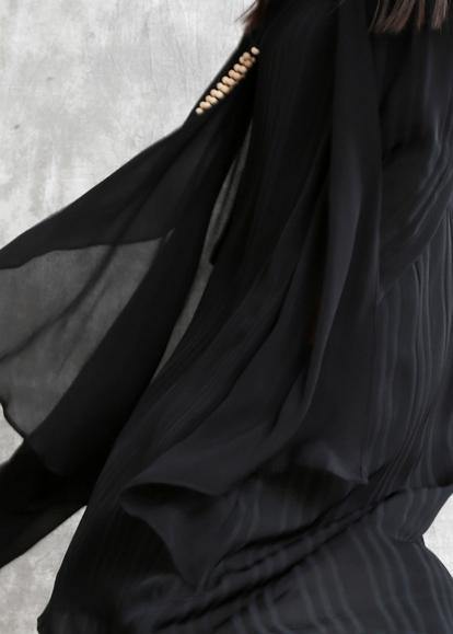 Natural False Two Pieces Clothes for Outfits Black Striped Dress