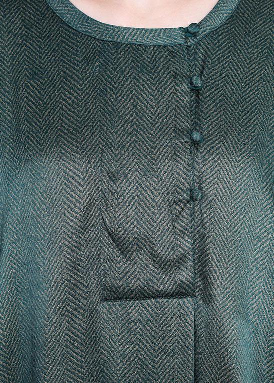 Natural Green Asymmetrical Button Summer Silk Summer Dresses