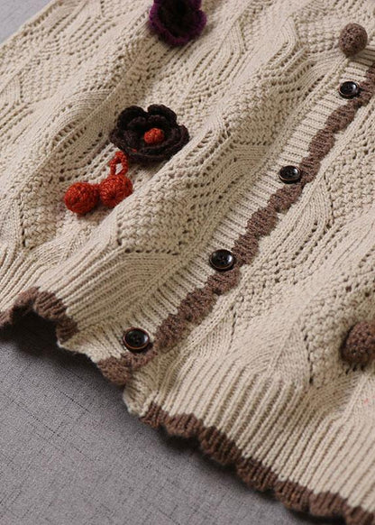 Natural Grey Hollow Out Button Fall Knit Vest