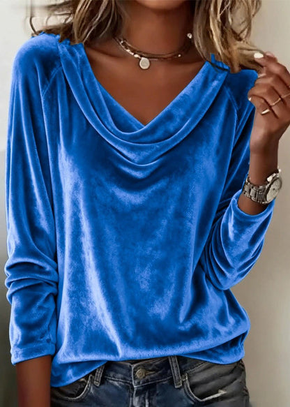Natural Grey Pockets Solid Pullover O-Neck Spring