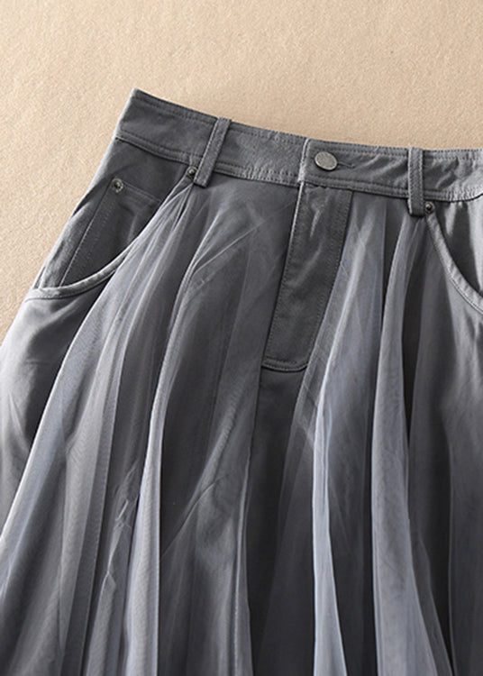 Natural Print3 High Waist Patchwork Tulle Skirts Spring