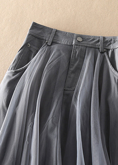 Natural Print2 High Waist Patchwork Tulle Skirts Spring