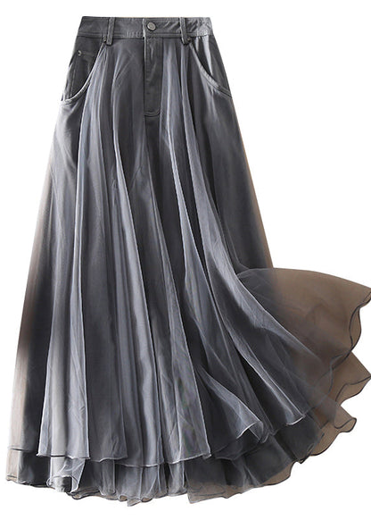 Natural Print1 High Waist Patchwork Tulle Skirts Spring