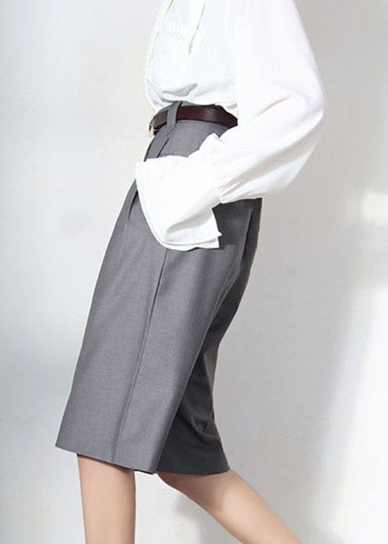 Natural Grey Tunic Pockets Wide Leg Pants Spring