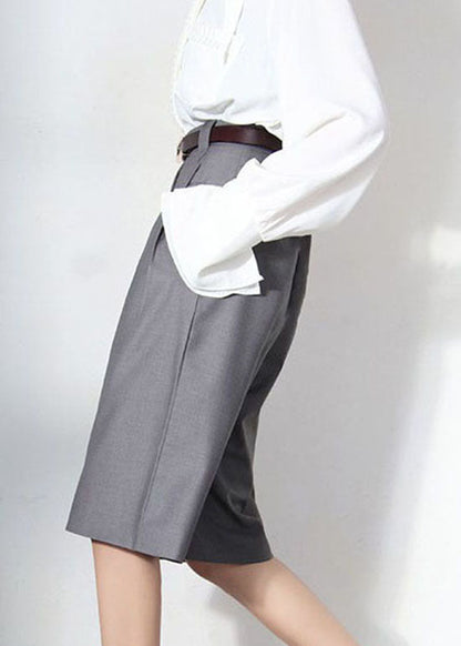 Natural Grey Tunic Pockets Wide Leg Pants Spring