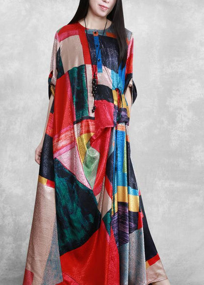 Silk Summer Dress Print a Line Dresses