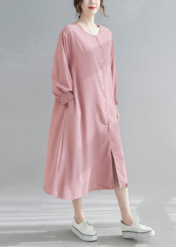 Natural O Neck Lantern Sleeve Spring Clothes Photography Brown Long Dress