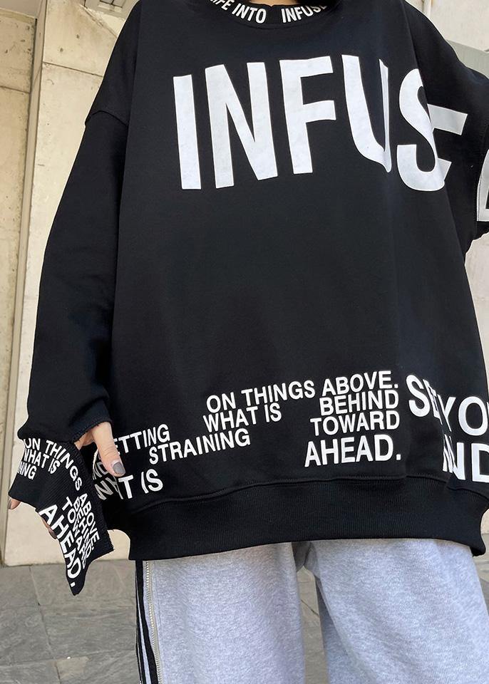 Natural O Neck Spring Clothes for Ideas Black Letter Shirt