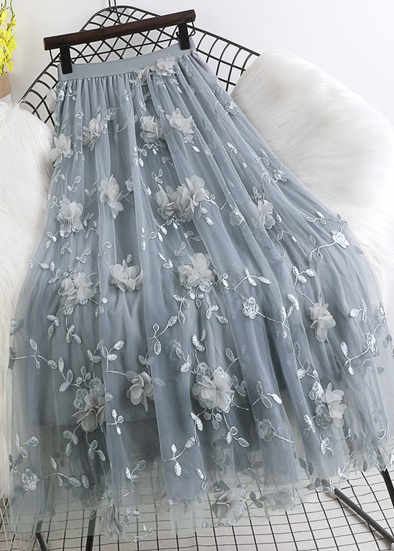 Natural Pink Embroideried Tulle Skirts Spring