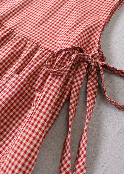 Natural Purple Cinched Plaid Party Dress Spring