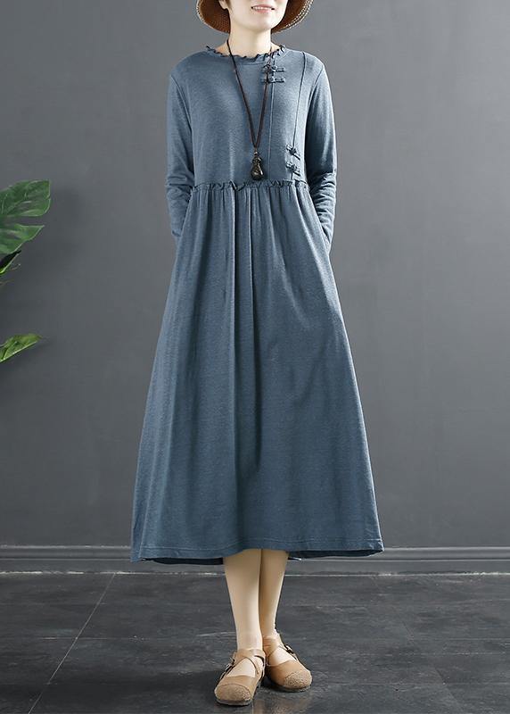 Natural Ruffled Patchwork Tunic Blue a Line Dresses